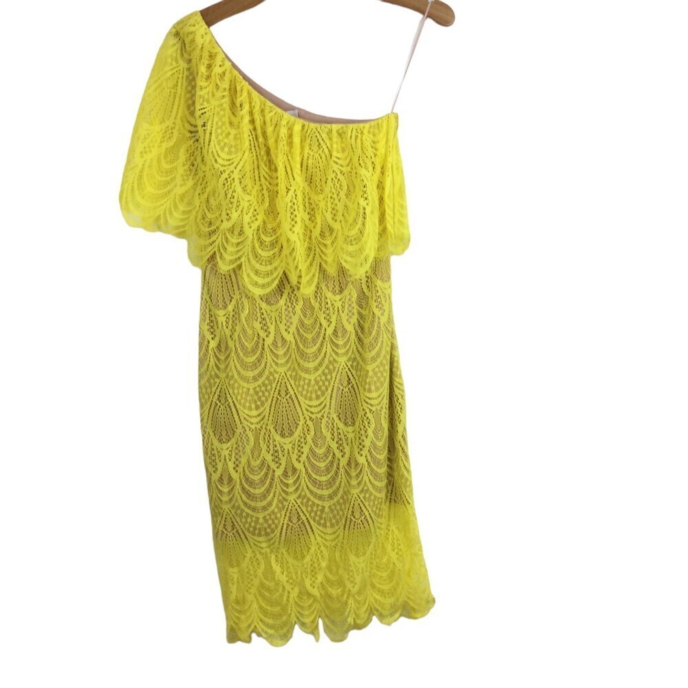 Dress The Population Violet Art Deco Lace One Shoulder Midi Dress Dandelion S
